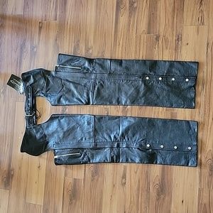 Xelement Black Leather Biker Chaps NWT